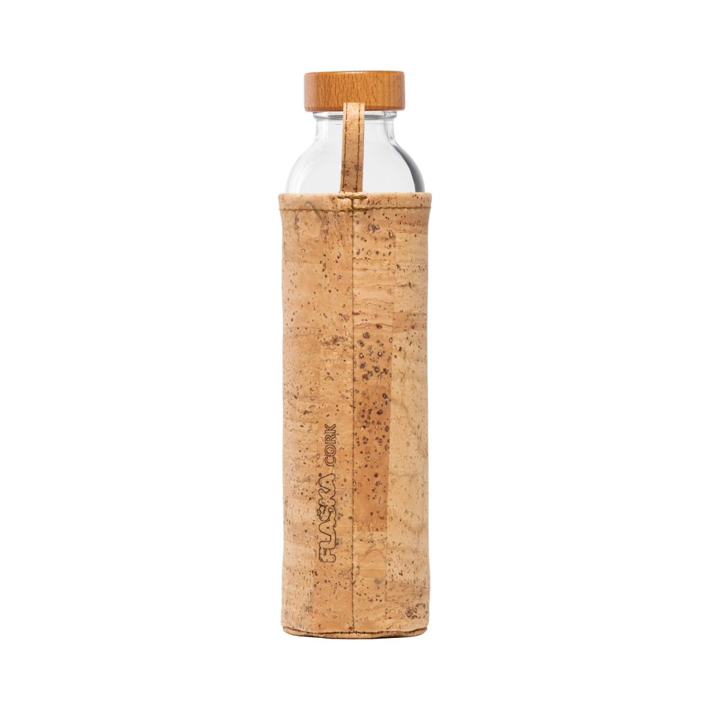 Earth friendly water bottle with COECO project cork cover