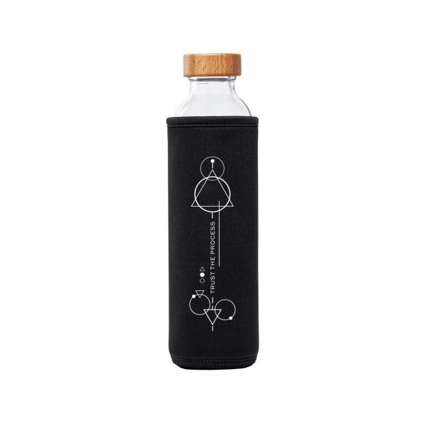 Earth friendly water bottle with black Empower Quotes sleeve